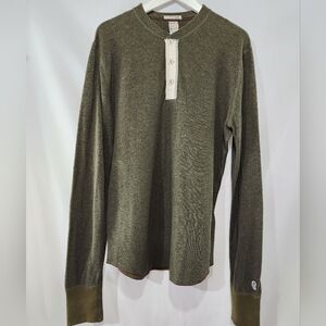 CHAMPION TODD SNYDER Olive Green Long Sleeve Henley Shirt Made In Canada size M